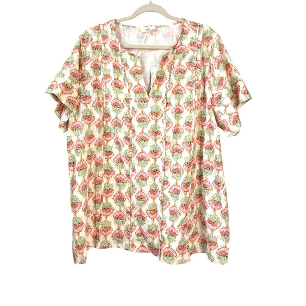 entro Plus Size 1X Top Dreaming In Detail Cream White Printed‎ Blouse Floral - Picture 3 of 8